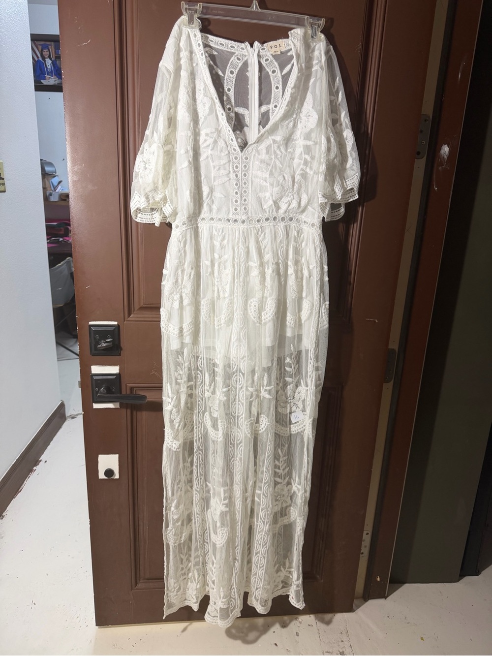 POL white romper Boho Lace Maxi M/L  - White